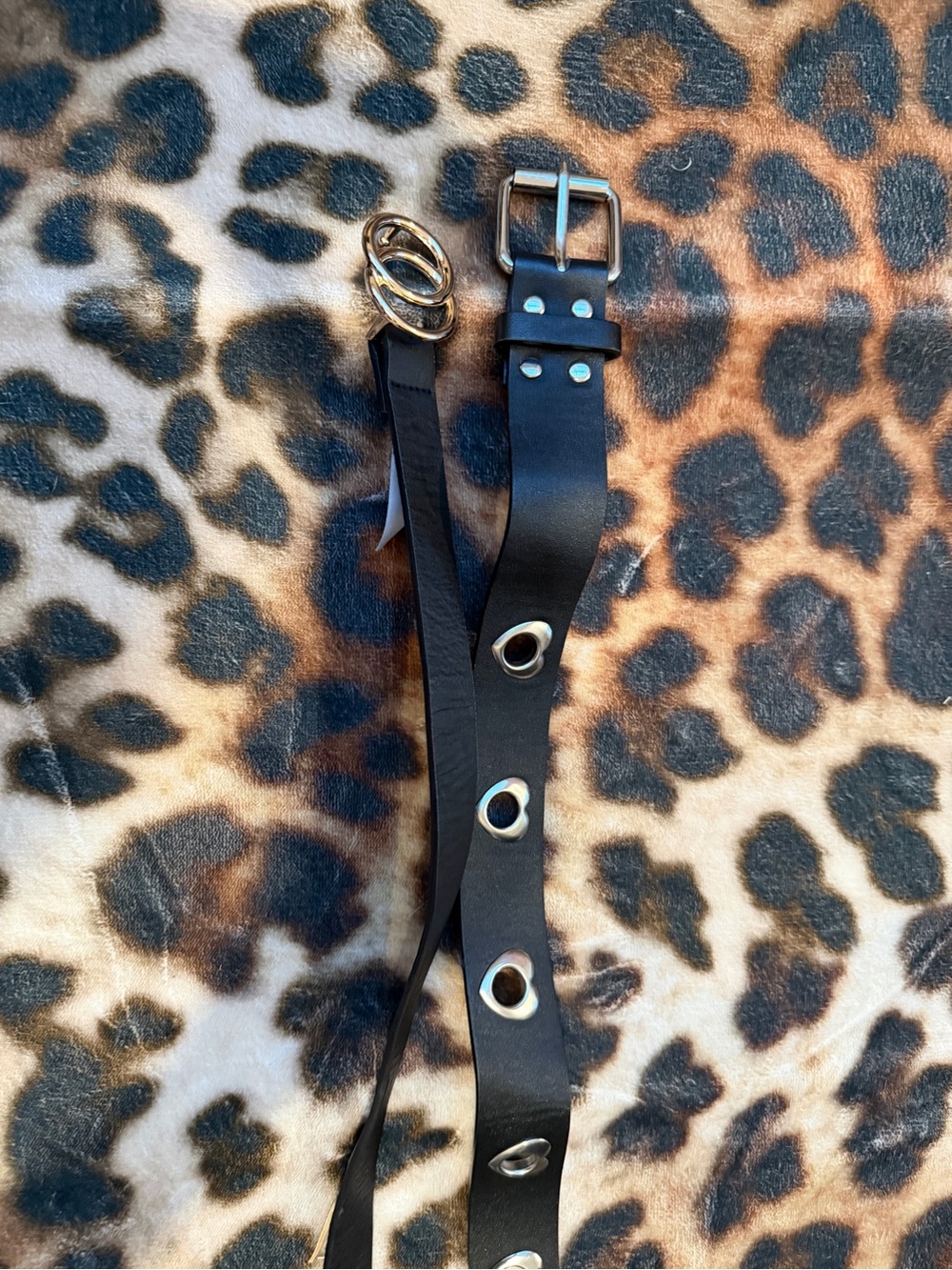 Forever 21 Black Faux Leather Eyelet Belt with Silver Buckle
